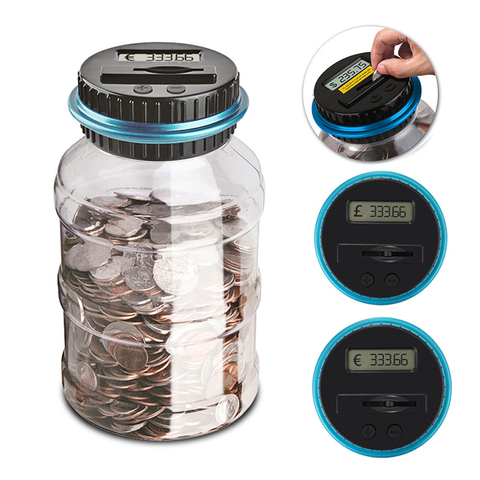 1.8L Electronic Piggy Bank Counter Coin Digital LCD Counting Coin Money Saving Box Jar Coins Storage Box For EURO Money Alcancia ► Photo 1/6
