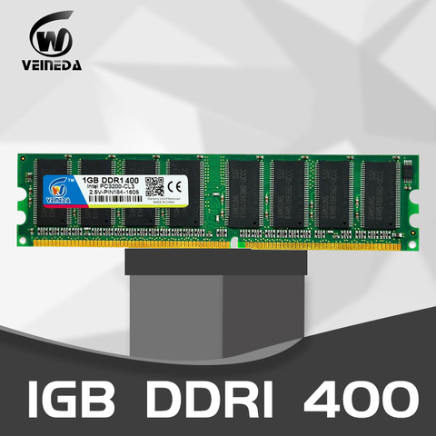 VEINEDA DDR1 2GB 2X1GB 2.5V DDR 1gb pc3200 ddr400 400MHz 184Pin Desktop ddr memory CL3 DIMM RAM 2G NON-ECC ► Photo 1/5