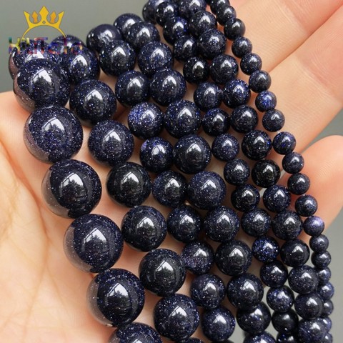 Natural Blue Sand Stone Round Loose Spacer Beads For Jewelry Making DIY Bracelet Earring Accessories 15'' Strand 4/6/8/10/12mm ► Photo 1/6