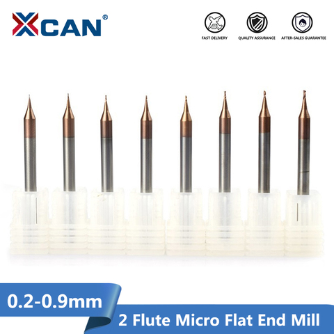 XCAN 2 Flute Micro Flat End Mill 1pc 0.2-0.9mm 4mm Shank Tungsten Carbide CNC Router Bit TiCN Coated Mini Milling Cutter ► Photo 1/6