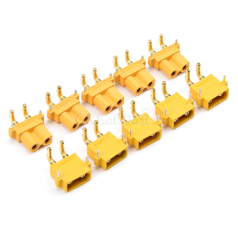 5 Pairs Amass XT30PW ESC Motor PCB board plug Banana Golden XT30 Upgrade Right Angle Plug Connector for RC Mode ► Photo 1/5