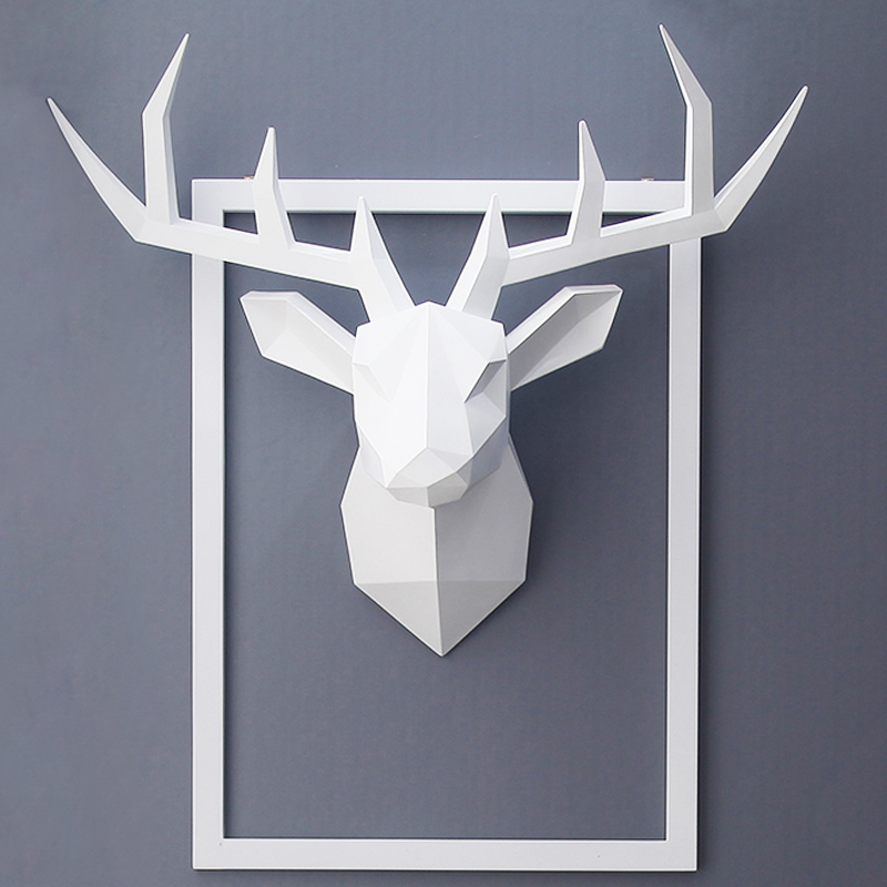 Home Decoration Accessories 3D Deer Statue Sculpture Wall Decor Animal Figurine 