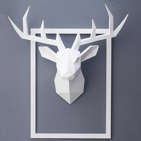 3D,Deer Head,Statue,Room Wall Decor,Sculpture,43*16*36cm,Animal Figurine Miniature,Modern Art,Home Decorations Accessories ► Photo 1/6