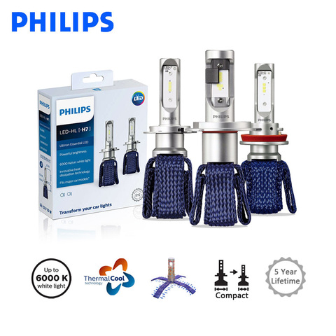 Philips LED H4 H7 H8 H11 H16 9005 9006 9012 HB3 HB4 HIR2 Ultinon Essential  LED Car 6000K White Light Auto Headlight Lamps 2X - Price history & Review