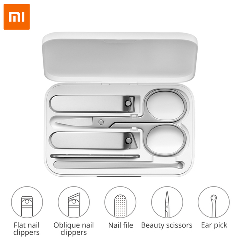 5pcs Xiaomi Mijia Manicure Nail Clippers Nose Hair Trimmer Portable Travel Hygiene Kit Stainless Steel Nail Cutter Tool Set ► Photo 1/6