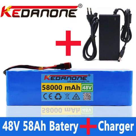 48v lithium ion battery 48v 58Ah 1000w 13S3P Lithium ion Battery Pack For 54.6v E-bike Electric bicycle Scooter with BMS+charg ► Photo 1/1