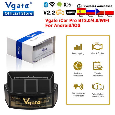 Vgate iCar Pro elm327 obd2 wifi car Diagnostic Tool Bluetooth 4.0 for IOS/Android OBD 2 Auto Scanner iCar2 ELM 327 Code Reader ► Photo 1/6