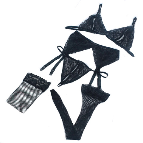 S-XL Lingerie Sexy Hot Erotic Intimates Bra Sets Panty G-string Set Sexy Transparent Lingerie Lace Open Bra & Brief Sets ► Photo 1/6