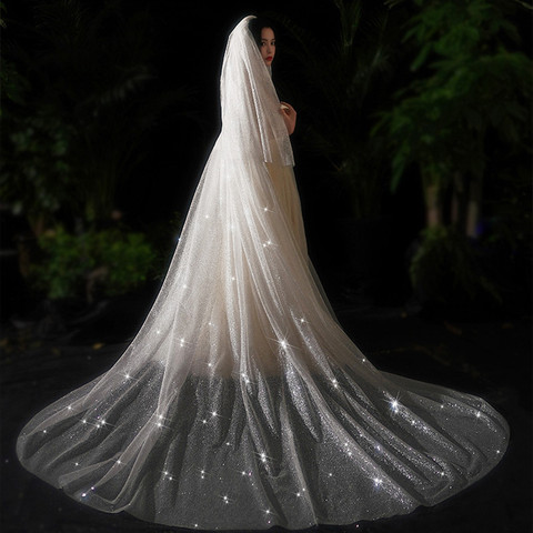 New Elegant Wedding Veil White Ivory Champagne Bridal Veils One Layer  Without Comb Does Not Include Wedding Dress