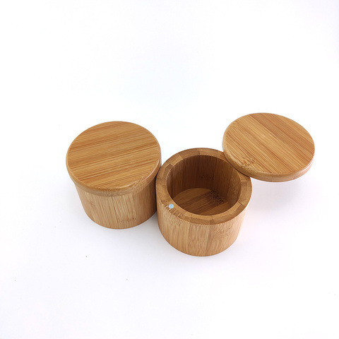 bamboo storage canister jar with bamboo magntic lid salt box spice pipe box ► Photo 1/6