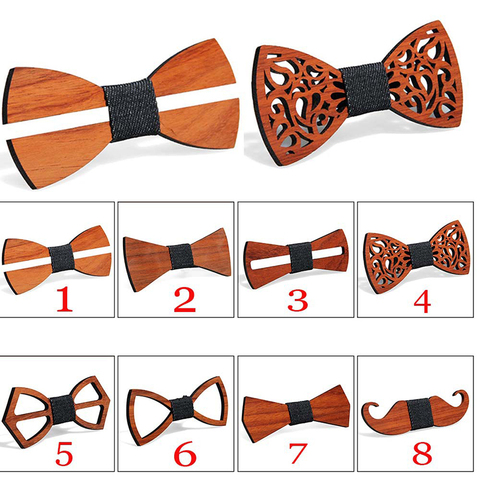 Fashion Wooden Bow Tie For Men Unisex Hollow Out Carved Retro Wooden Neck Ties Adjustable Strap Vintage Bowtie Gravata Corbatas ► Photo 1/6