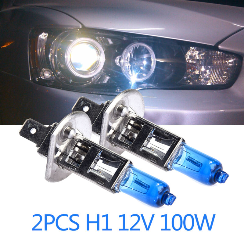 2 Pcs H1 12V 100W Car Headlights White 6000k Heads Lights Lamps Halogen Bulb ► Photo 1/6