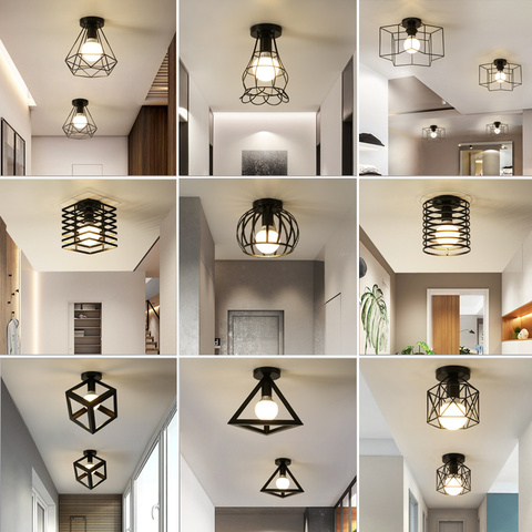 Iron aisle ceiling lights minimalist nordic vintage balcony,kitchen ceiling lamp foyer iron entrance small ceiling lights WF1015 ► Photo 1/5