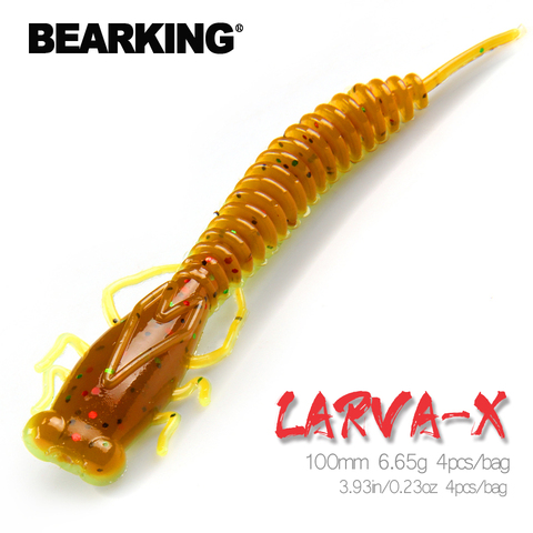 BEARKING Larva  100mm 6.65g 4pcs Artificial  Soft Lures Fishing Worm Silicone Bass Pike Minnow Swimbait Jigging Plastic Baits ► Photo 1/6
