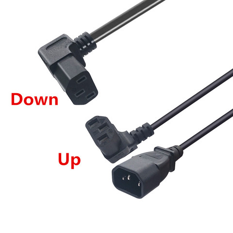 IEC 320 C14 Male to C13 Female PDU/UPS Extension Power Cable Connector Up/Down 90 degrees Right Angle ► Photo 1/6