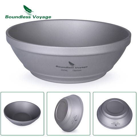 Boundless Voyage 300ml Camping Bowl Outdoor Titanium Double-Wall Bowl Ultralight Portable   Cookware Tableware with Net Bag ► Photo 1/6