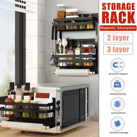 Magnetic Adsorption Refrigerator Side Rack Wall-mounted Multi-function Storage Holder Kitchen Paper Towel Shelf Rack Organizer ► Photo 1/6