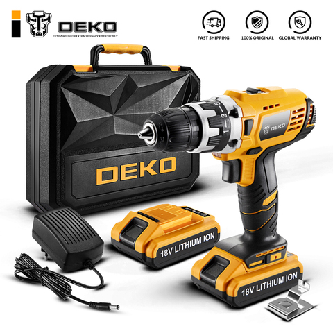 DEKO GCD18DU2 Electric Screwdriver Cordless Drill Wireless Power Driver 18-Volt DC Lithium-Ion Battery 1/2-Inch 2-Speed ► Photo 1/6