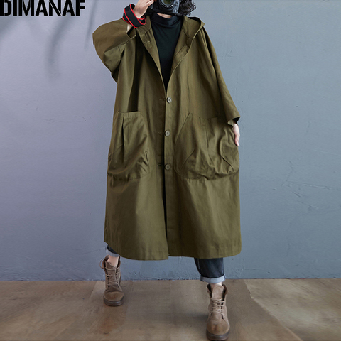 DIMANAF Plus Size Women Jacket Coat Vintage Long Sleeve Hooded Cardigan Autumn Oversize Clothing Casual Outwear Overcoat 5XL 6XL ► Photo 1/6