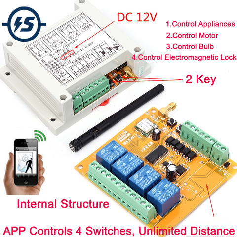 Wifi Relay Switch Network Relay Module With Antenna Wireless Smart Home Multi-Channel Mobile Phone Remote Control wk4 DC 9-38V ► Photo 1/6