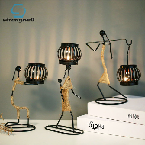 Strongwell Nordic Metal Candlestick Abstract Character Sculpture Candle Holder Decor Handmade Figurines Home Decoration Art Gift ► Photo 1/6