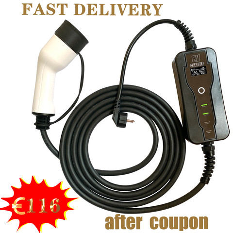 Electric vehicle charging station 5m portable adjustable control EV charger SAE J1772, type 1 and 2 EVSE ► Photo 1/6