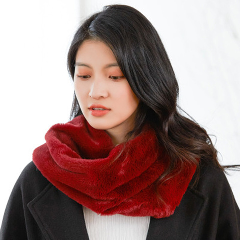 Korean Faux Rabbit Fur Scarf Collar Winter Cashmere Solid Plush Thicken Warm Scarves Snood Women Cycling Windproof Pullover O23 ► Photo 1/6