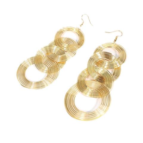 MANILAI Multi layer Metal Dangle Earrings For Women Fashion Alloy Statement Pendant Earrings Jewelry Long Accessories ► Photo 1/6