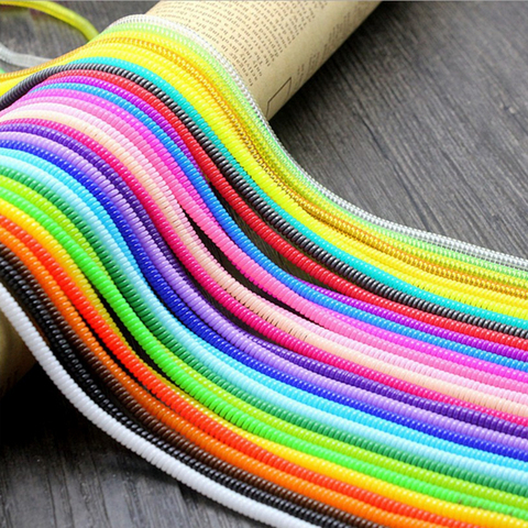 60cm Colors Data Cable Protective Sleeve Spring twine For Iphone Android USB Charging earphone Case Cover Bobbin winder ► Photo 1/3