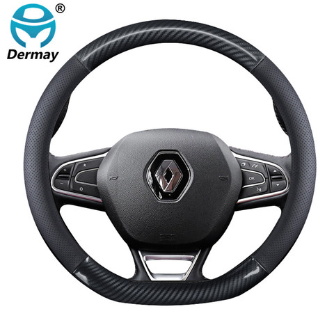 for Renault arkana Genuine Leather Car Steering Wheel Cover Cowhide + Carbon Fibre High Quality Auto Accessories ► Photo 1/6