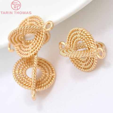 6PCS 16x10MM 19x12MM 24K Champagne Gold Color Plated Brass 3D Round Charms Connector High Quality Diy Jewelry Accessories ► Photo 1/3