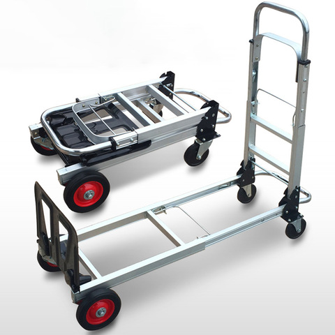Hand Cart Aluminum alloy Portable Shopping Flat Trailer Trolley Car Folding Pull Truck Turtle Car Luggage Trolley ► Photo 1/6