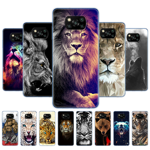 For Xiaomi Poco X3 NFC Case Silicon TPU Soft Back For POCO X3 NFC Poco X 3 PocoX3 NFC POCOPHONE Phone Cover wolf tiger lion bear ► Photo 1/6