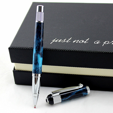 High Quality Luxury Blue marble Metal Ballpoint Pen 0.5MM Nib Ball Pens for School Office Supplies ► Photo 1/3