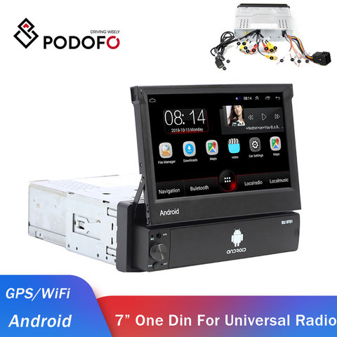 Podofo 1din Android Car Radio GPS Car Multimedia Player one Din Audio stereo for Volkswagen Nissan Hyundai Kia Toyota autoradio ► Photo 1/6