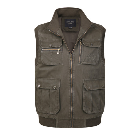 Multi Pocket Outerwear Tool Vest With Many Pocket Spring Autumn New Male Casual Cotton Photographer Work Baggy Sleeveless Jacket ► Photo 1/6