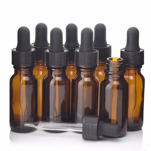 8pcs 15ml Dropper Bottle Empty Refillable Amber Glass Pipette Bottles for Essential Oil Chemistry Lab Chemicals Reagent e Liquid ► Photo 1/6