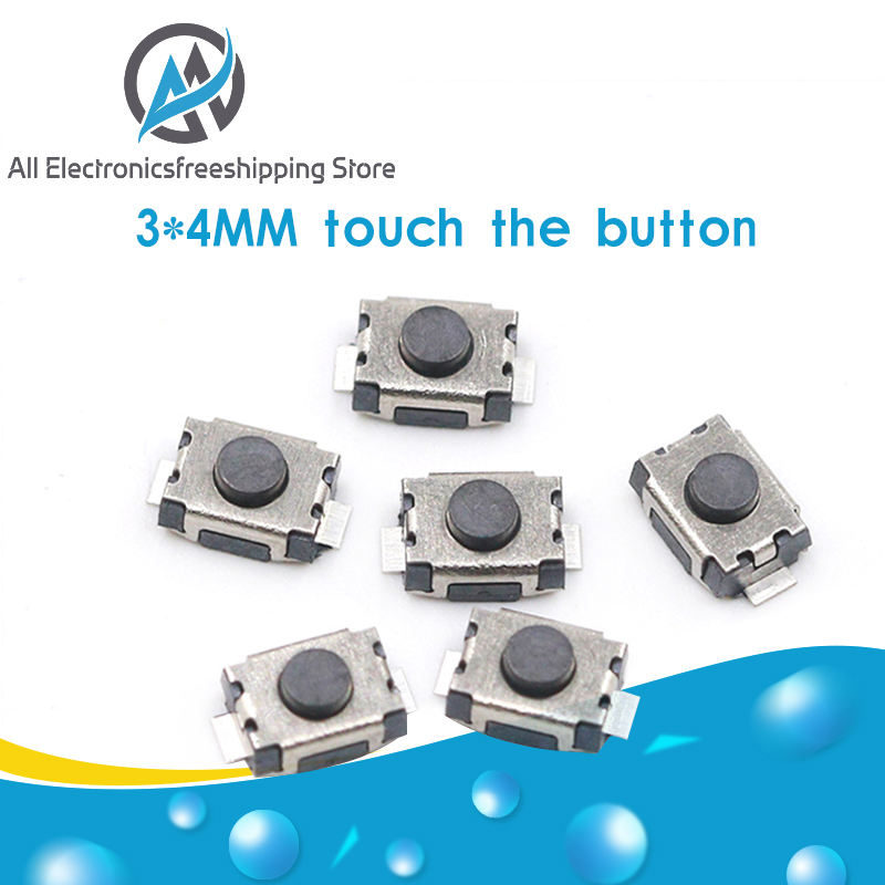 50PCS 3×4×2mm Mini Tact Tactile Push Button Switch SMD-2Pin 