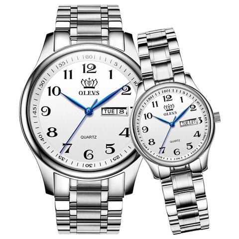 OLEVS Top Brand Couple Quartz Watch  Waterproof Stainless Steel Watchstrap Wristwatch Lover Wristwatch ► Photo 1/6