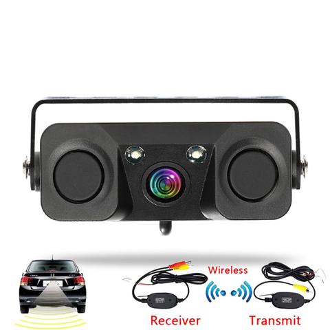 3 In 1 Car Night Vision Rear View Camera Radar Parking Sensor 170 Degree IP67 Waterproof with 2.4G Wireless Transmitter Receiver ► Photo 1/6