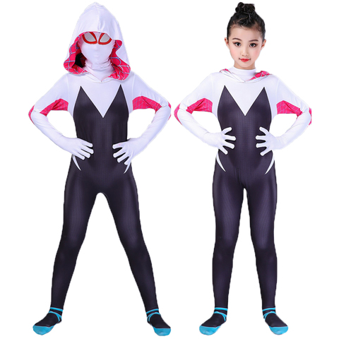 Kids girls Gwen Superhero costume woman cosplay Super Gwen Stacy Costume Zentai Suit Bodysuit suit Halloween Costume For Adult ► Photo 1/6