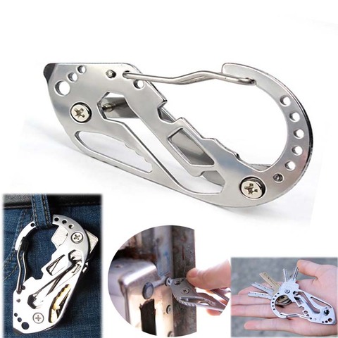 Multifunction Keychain Survival Outdoor EDC Tactical Pocket Tool Stainless Steel Carabiner Clip Bottle Opener Wrench Screw Tool ► Photo 1/6