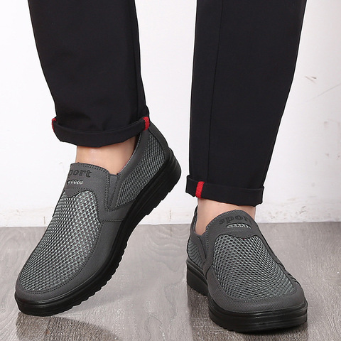 Fashion Summer Shoes Men Casual Air Mesh Shoes Large Sizes 38-48 Lightweight Breathable Slip-On Flats Chaussure Homme ► Photo 1/6