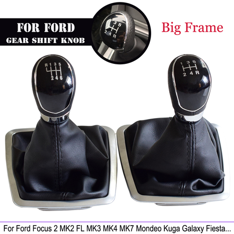 Gear Manual Shift Stick Lever Knob With Gaitor Boot Cover For Ford Focus 2 MK2 FL C-MAX 2006-2011 MK3 MK4 MK7 Galaxy ABS Plastic ► Photo 1/6