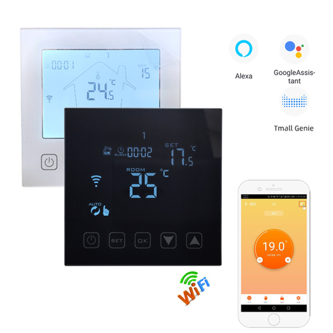 95~240V Alexa Google Home Voice Control Smart Room Thermostat HY603 Electric/Water/Gas boiler Warm Floor Temperature Controller ► Photo 1/6