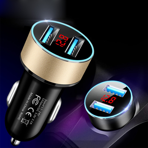 3.1A Dual USB Car Charger for iPhone 12 6s 7 8 11 Tablet Xiaomi Samsung S10 With LED Display Universal Mobile Phone Car-Charger ► Photo 1/6