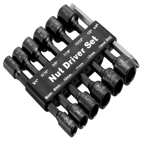 14 Pcs Power Magnetic Nut Driver Drill Bit Set Metric and SAE Socket Wrench and Screw 1/4 inch Driver Hex ► Photo 1/6