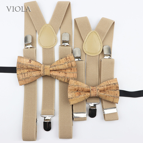 Fun Parent-child Suspender Wood Grain Bowtie Sets Kids Boy Girl Y-Back Braces Women Butterfly Belt Bow Tie Shirt Pants Accessory ► Photo 1/6