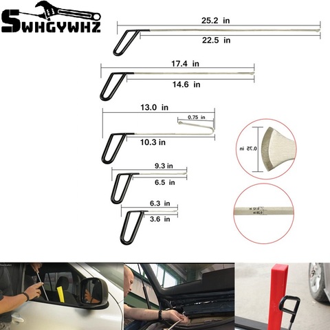 Flat Hooks  Paintless Hail Removal Car Ding Dent Repair Rod Hook Wedge Hail Removal Tool manganese steel tool kit ► Photo 1/6