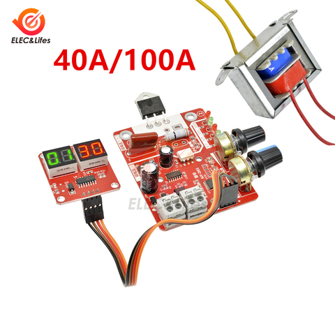 40A 100A Digital Spot Welding Machine Control spot Welder AC 110V/220V to 9V Transformer Controller Board Timing Current Display ► Photo 1/6